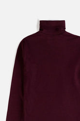 Rib Cotton Turtleneck - Maroon
